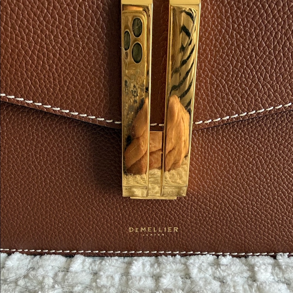 DeMellier Brown Leather Crossbody with Gold Hardware Accent - Picture 2 of 14